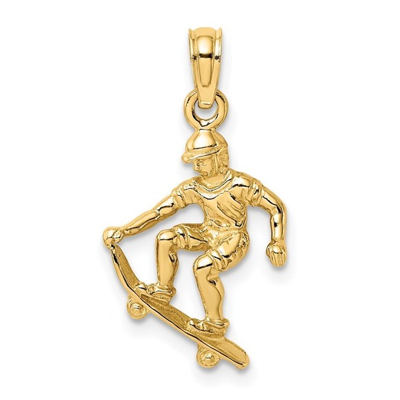 14K Solid Polished 3-D Skateboarder Charm,All Products : American Fashion Style Bags On Sale